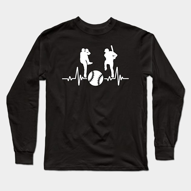 Baseball Heartbeat For Baseball Players And Fans Long Sleeve T-Shirt by CardRingDesign